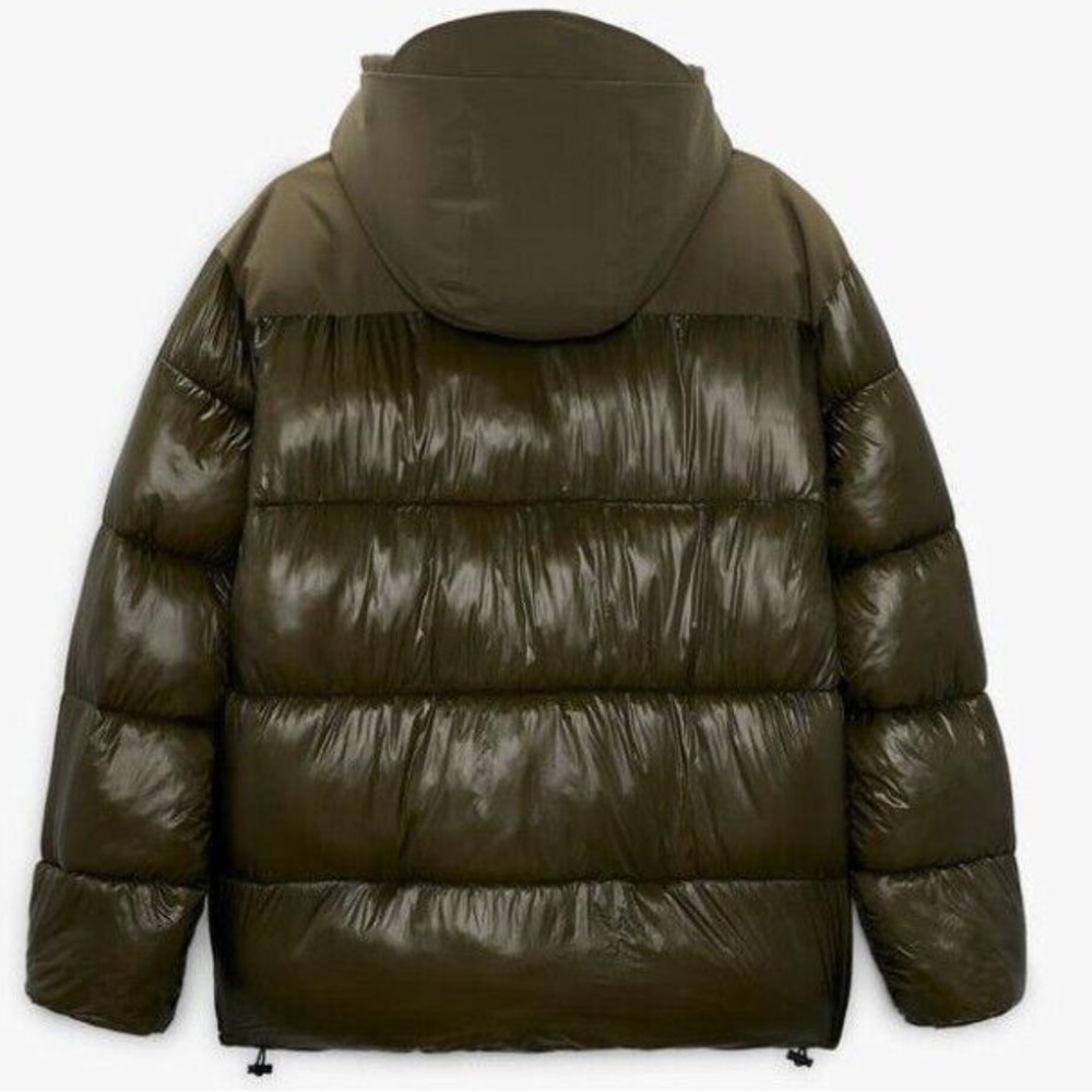 Zara Men's Khaki Contrast Puffer Jacket Size S - Picture 5 of 14
